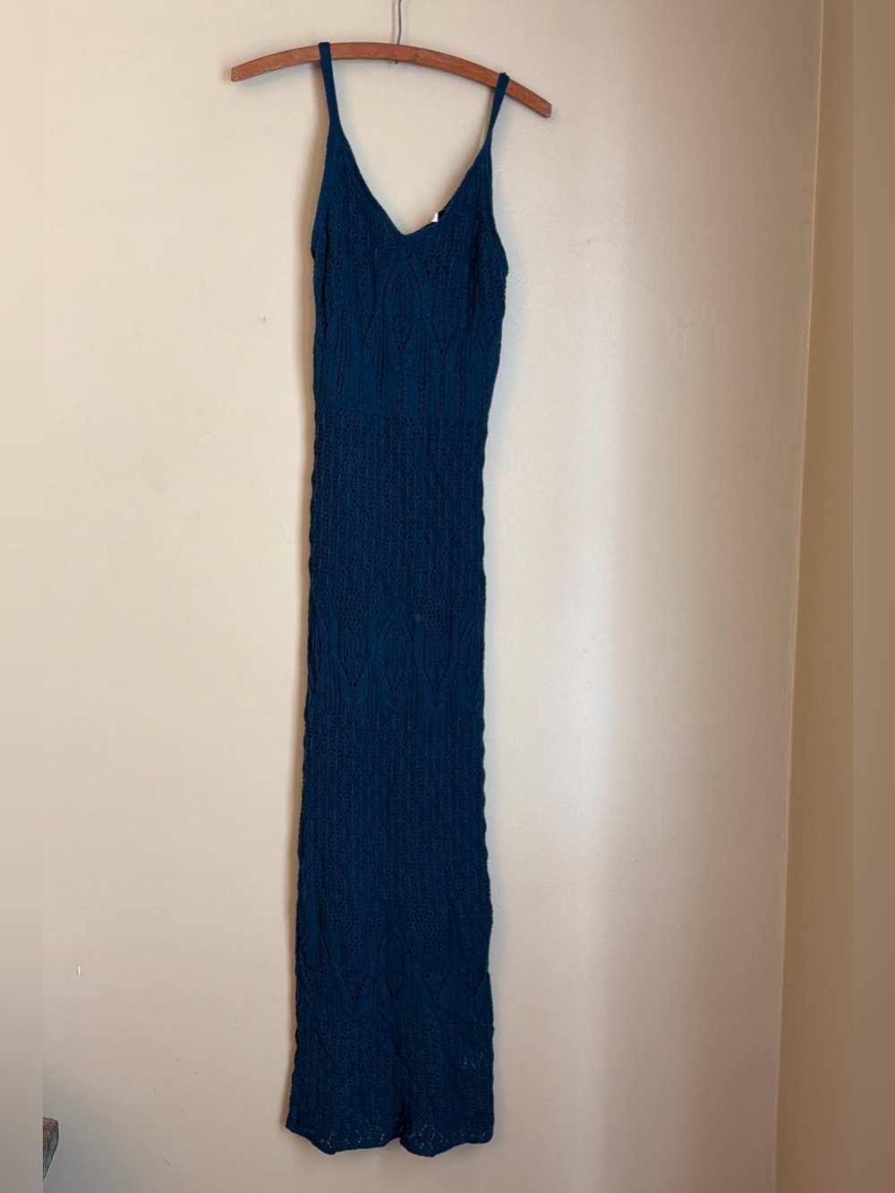 Freshman 1996 Crochet Knit Maxi Dress Dark Teal Xs Boho Chic Trendy Beach Resort